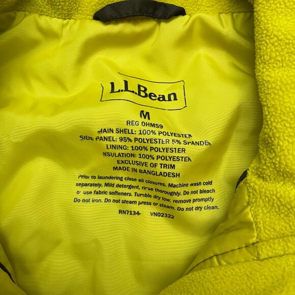 L.L.Bean Puffer Vest Womens Medium Yellow Green Quilted Insulated Zip Pockets - Picture 7 of 9
